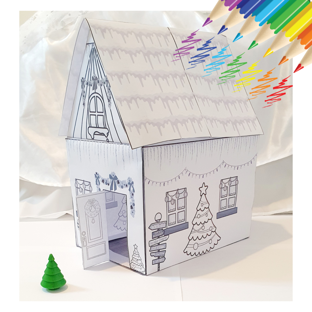 How to make a Christmas Paper Santa House - Greenpixiedesigns