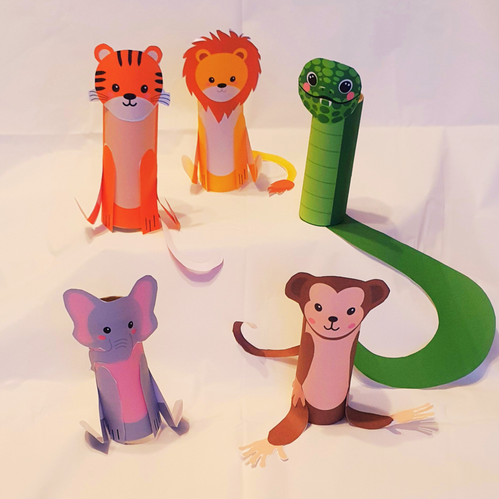 Learn To Make This Easy Kids Jungle Animals Paper Craft - Greenpixiedesigns